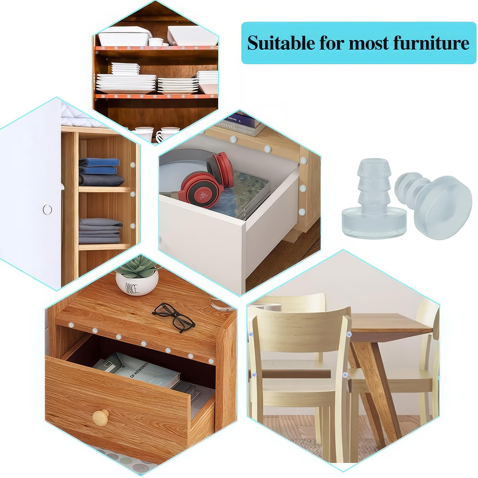 Paracolpi Per Tavolo In Vetro 60 Pezzi - Con Stelo Da 5 Mm, Pinze In Gomma Trasparente, Distanziatori Per Fori 3/16" - Foto 9