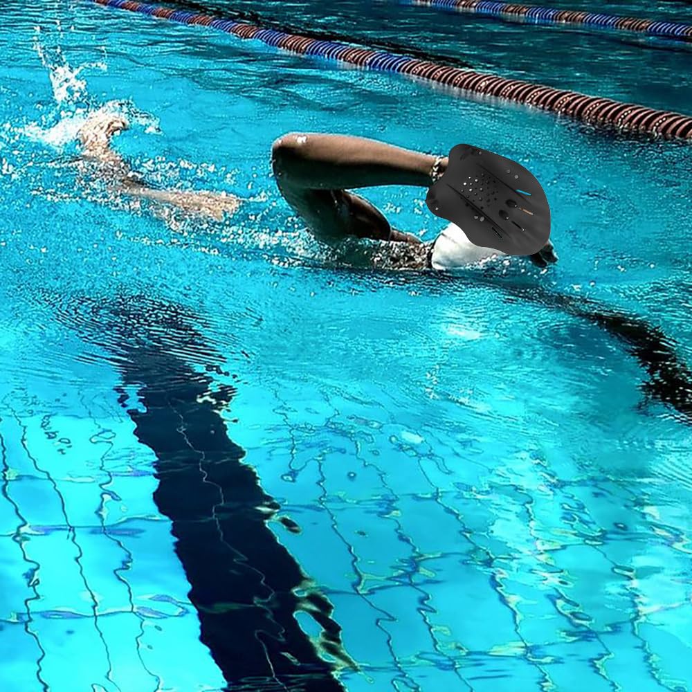 Palas de Natación con Correas Ajustables para Adultos Niños Unisex (Negro)