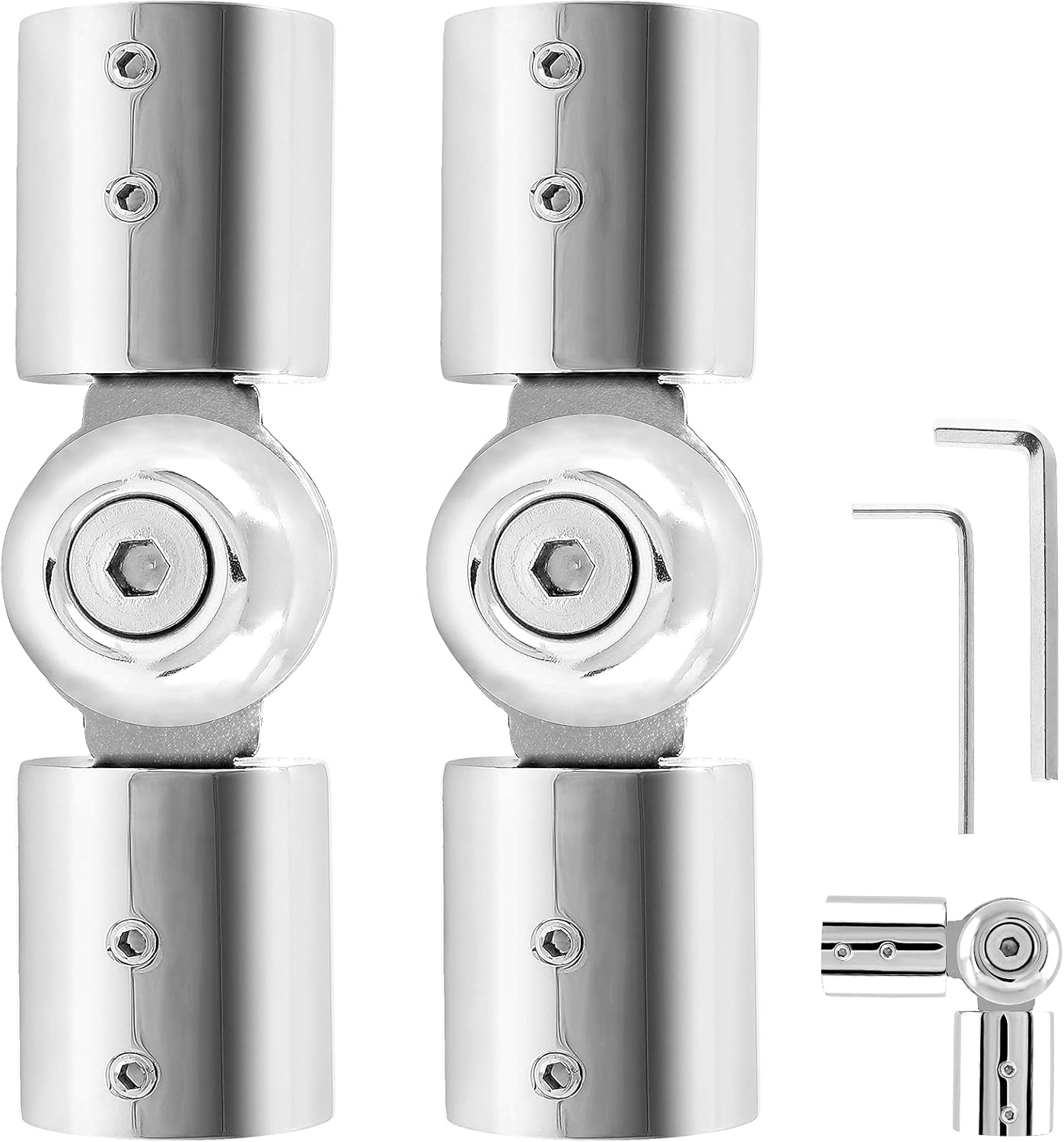 Rierdge 2 Pcs 1 Inch Corner Curtain Rod Connector, Heavy Duty Window Curtain Rod Corner