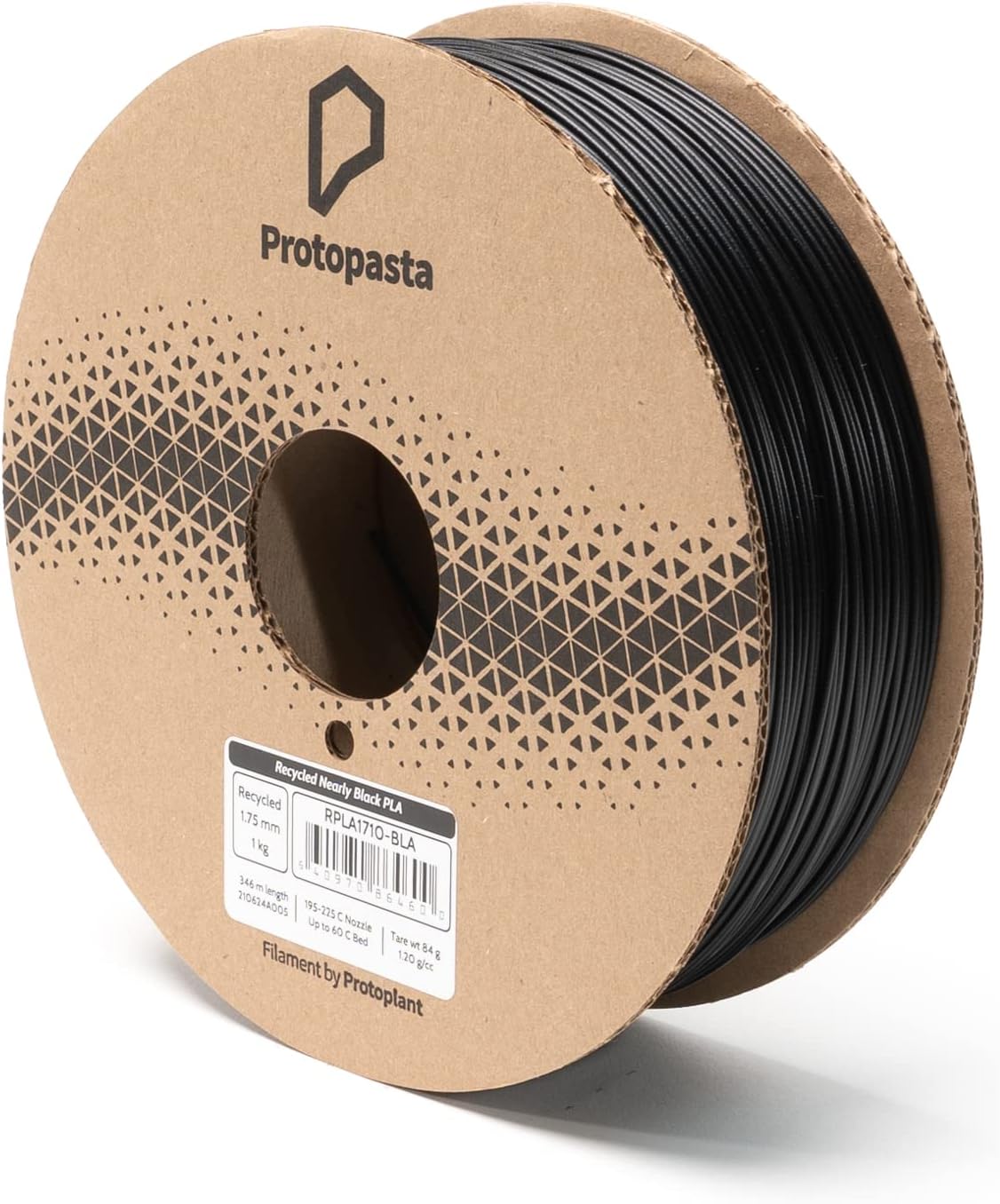 Protopasta 3D Printer Filament | PLA Filament 1.75mm | Black Recycled PLA | 1kg Spool