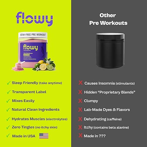 Miniatura 5 de flowy Stim Free - Potenciador de óxido nítrico para hombres y mujeres  Todo natural, hidratación, bomba no estimulante, sin cafeína, electrolitos,
