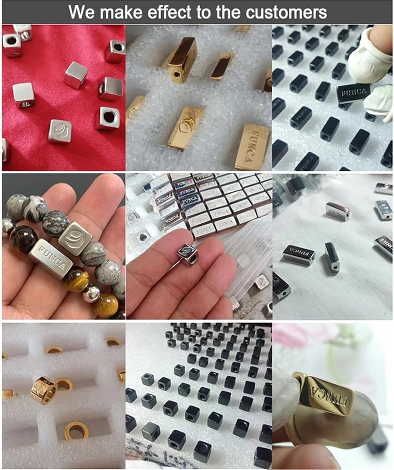 Dnyucen Spacer Beads Gold Color Spacer Bead for Jewelry Making Stainless Steel Charm Beads(ACS0040B4)