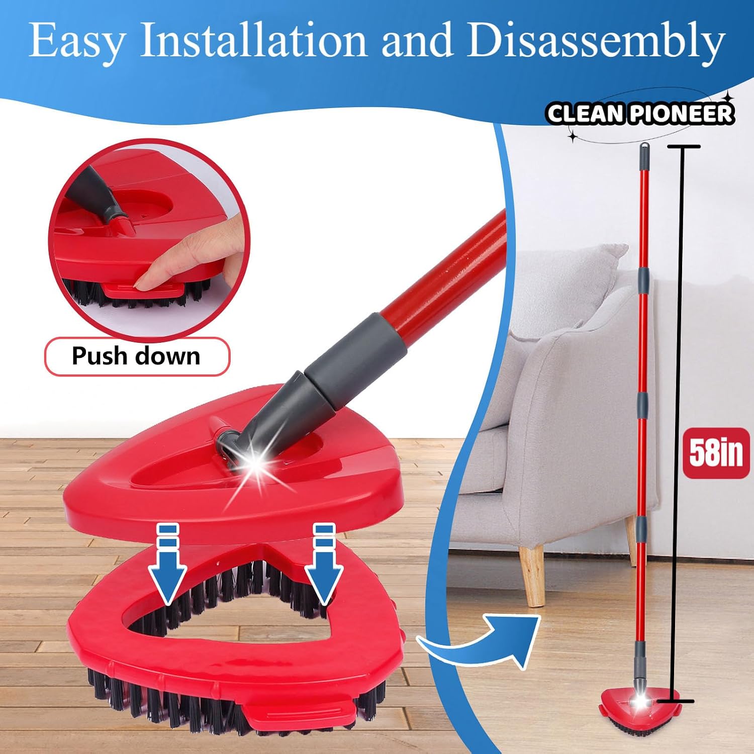 4 Pack Spin Mop Heads Replacement Compatible with EasyWring 1-Tank System,Scrubber Mop Head Brush,Hard Bristle Cleaning Brush for Kitchen Bathroom Tile(Not for 2-Tank) image 3