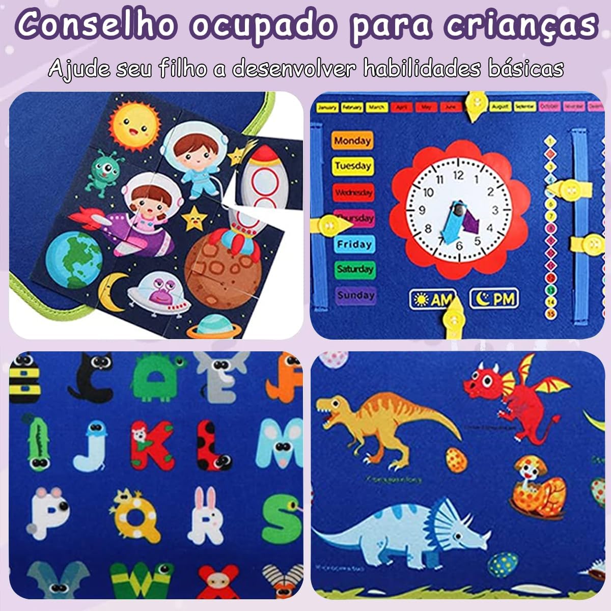 Placa de Montessori Sensorial para Crianças Brinquedo Educativo (Azul)