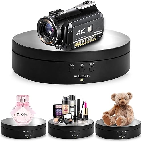 Foleto Soporte de exhibición giratorio, soporte motorizado de 360 grados para productos de fotografía y espectáculos, con cable de alimentación USB,