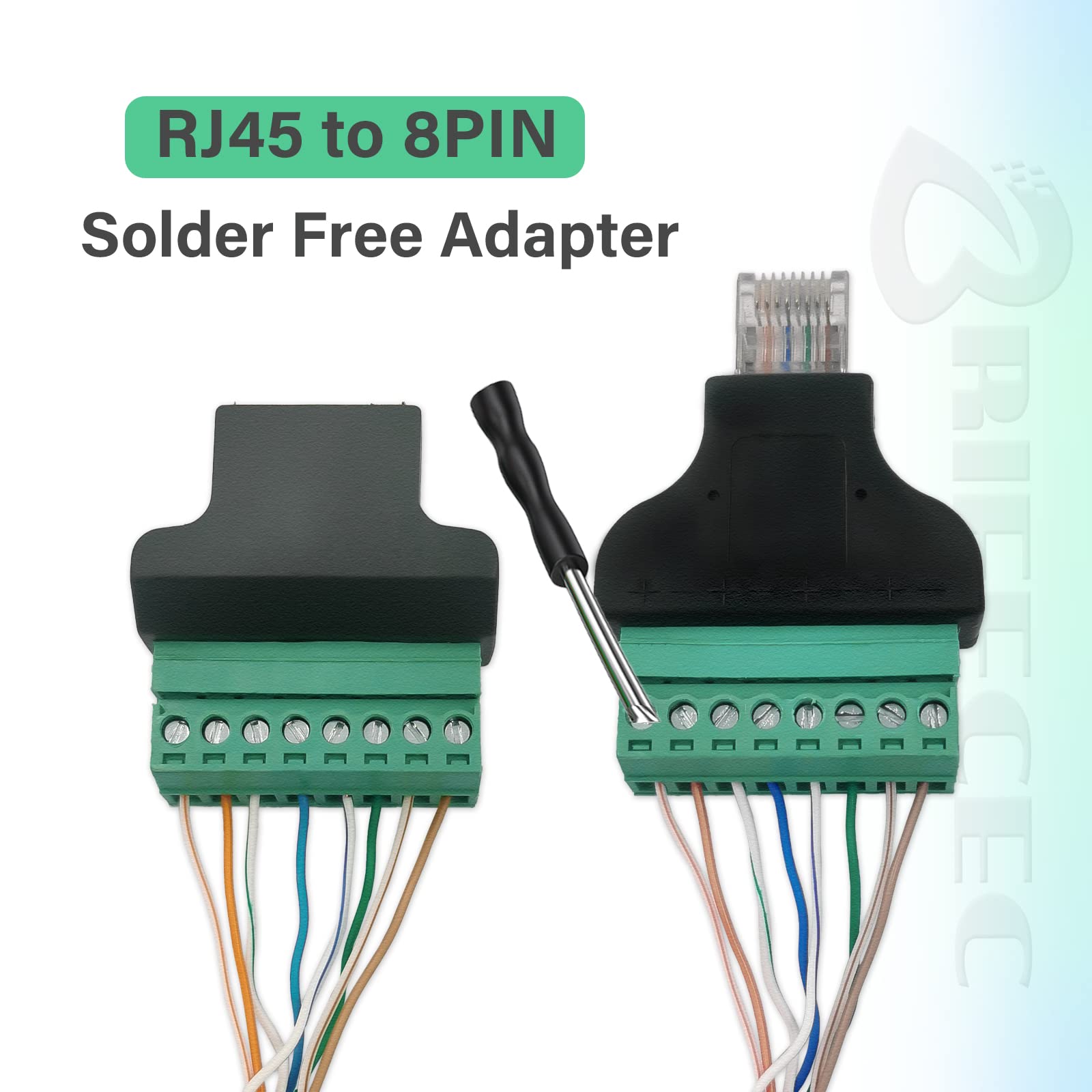 Jienk - Adaptador De Terminal De Tornillo Hembra RJ45 De Montaje En Panel, Tipo D, RJ45 8P8C Hembra A Terminal De 8 Pines Para Acoplador De Red LAN Cat5e