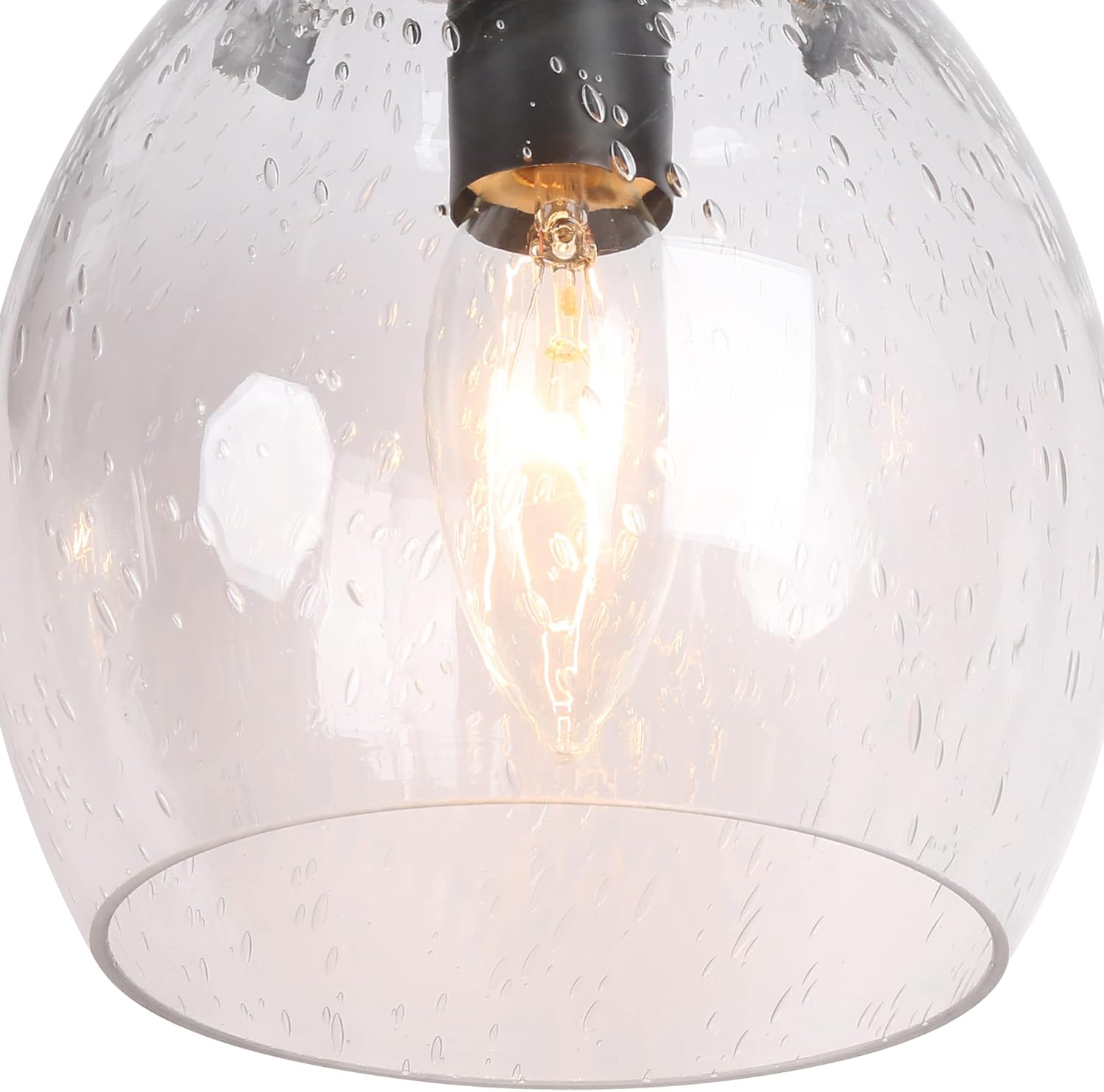 Durent Lighting Modern Bathroom Light Fixtures, Black Bathroom Vanity Lights Over Mirror, 3 Light Vanity Lighting with Seeded Glass Shade