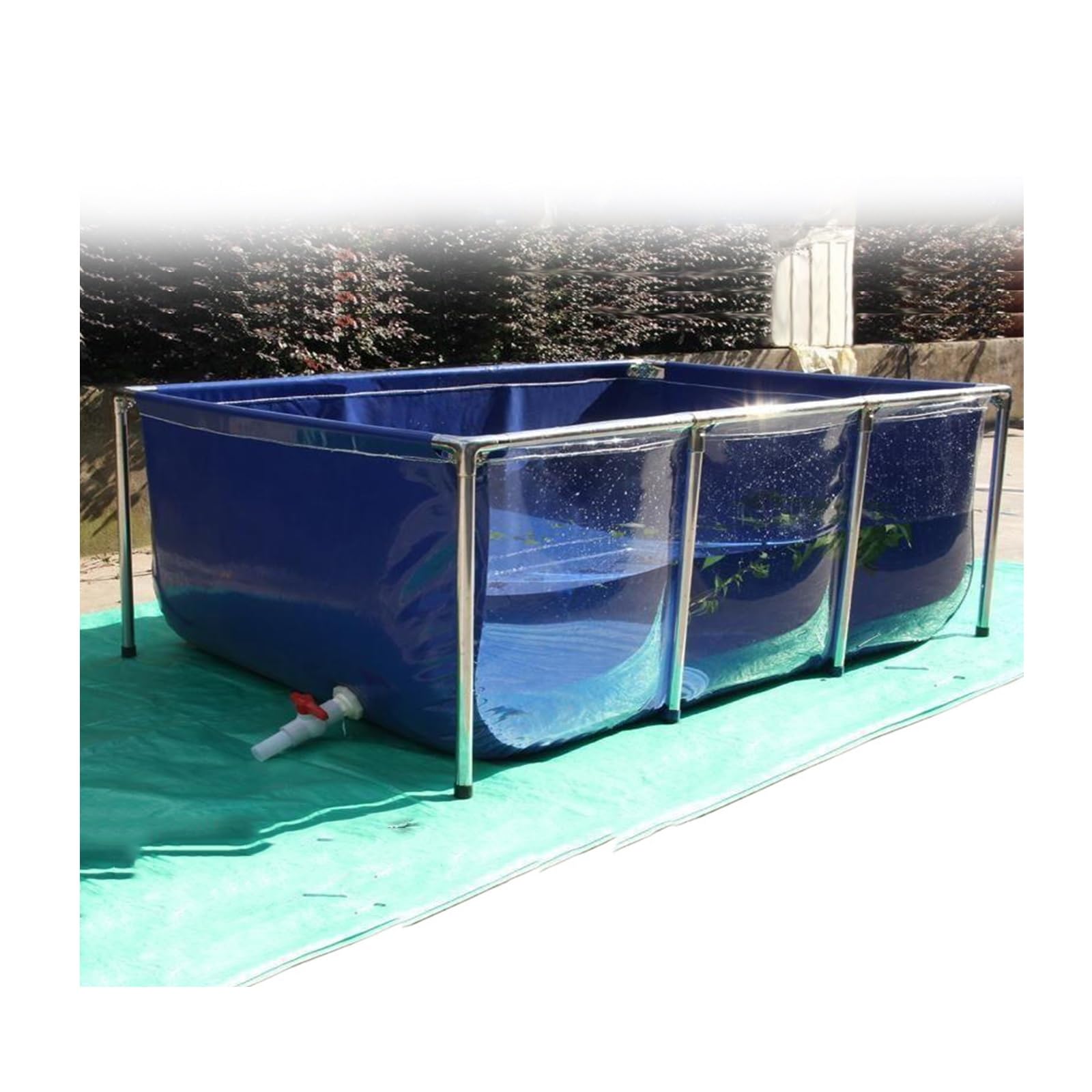 Generico Laghetto per Pesci Fuori Terra con Struttura in Acciaio, Dimensioni 120x80x51 cm, Finestra in PVC Resistente, Vasca per l'allevamento di Koi, Facile da Montare, Vasca di contenimento Esterna