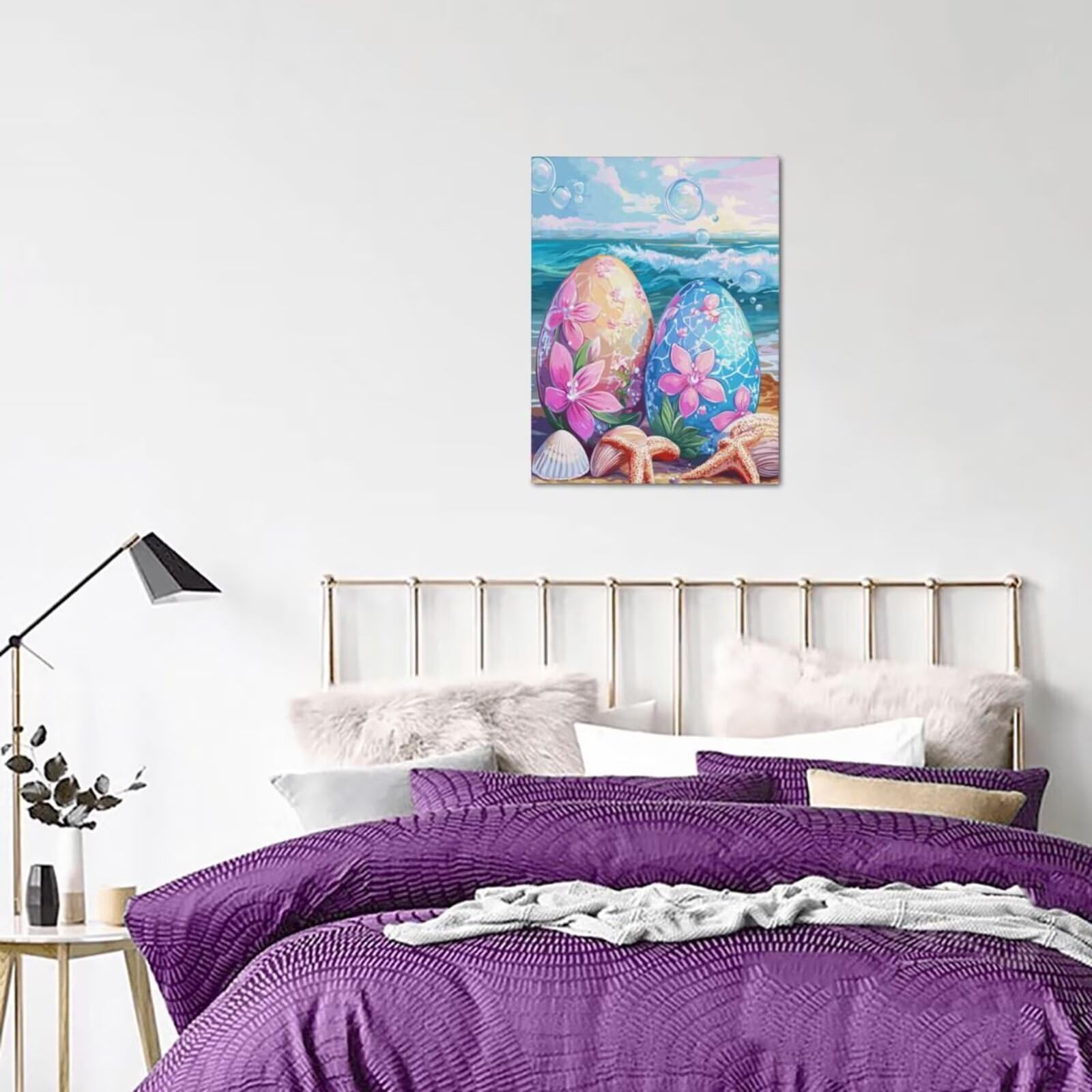 Malen nach Zahlen MK452 Malen-nach-Zahlen-Set für Erwachsene, Motiv: Seestern, Malen nach Zahlen für Anfänger, Acryl-Peinture a Numero mit 6 Pinseln, DIY-Ölgemälde, Kunsthandwerk für Wanddekoration,