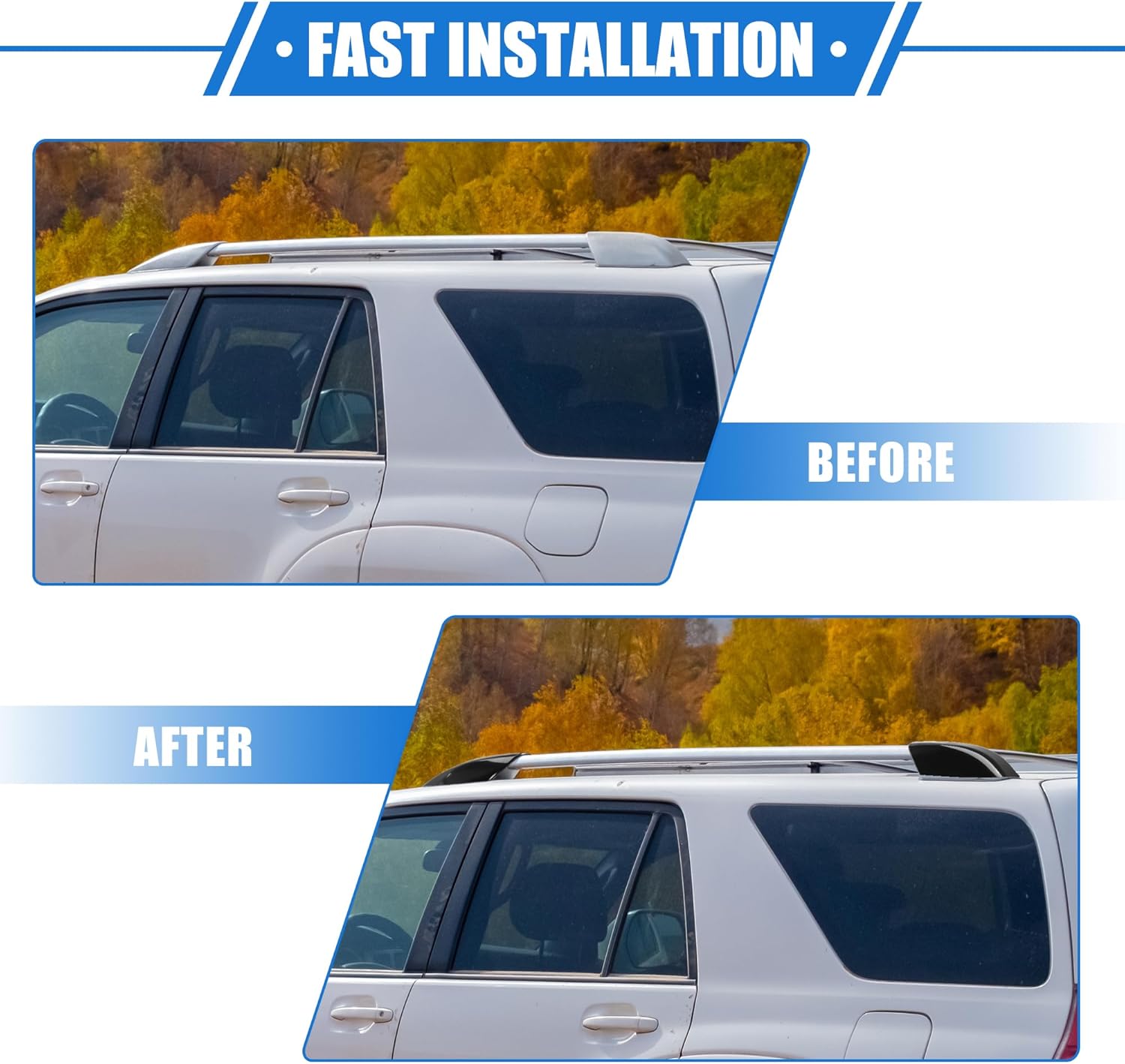 4pcs Car Roof Rack Side Rails End Cover Shell Cap Compatible for Toyota 4Runner N210 2003-2009, Durable Plastic Black Cargo Rack Legs Protection