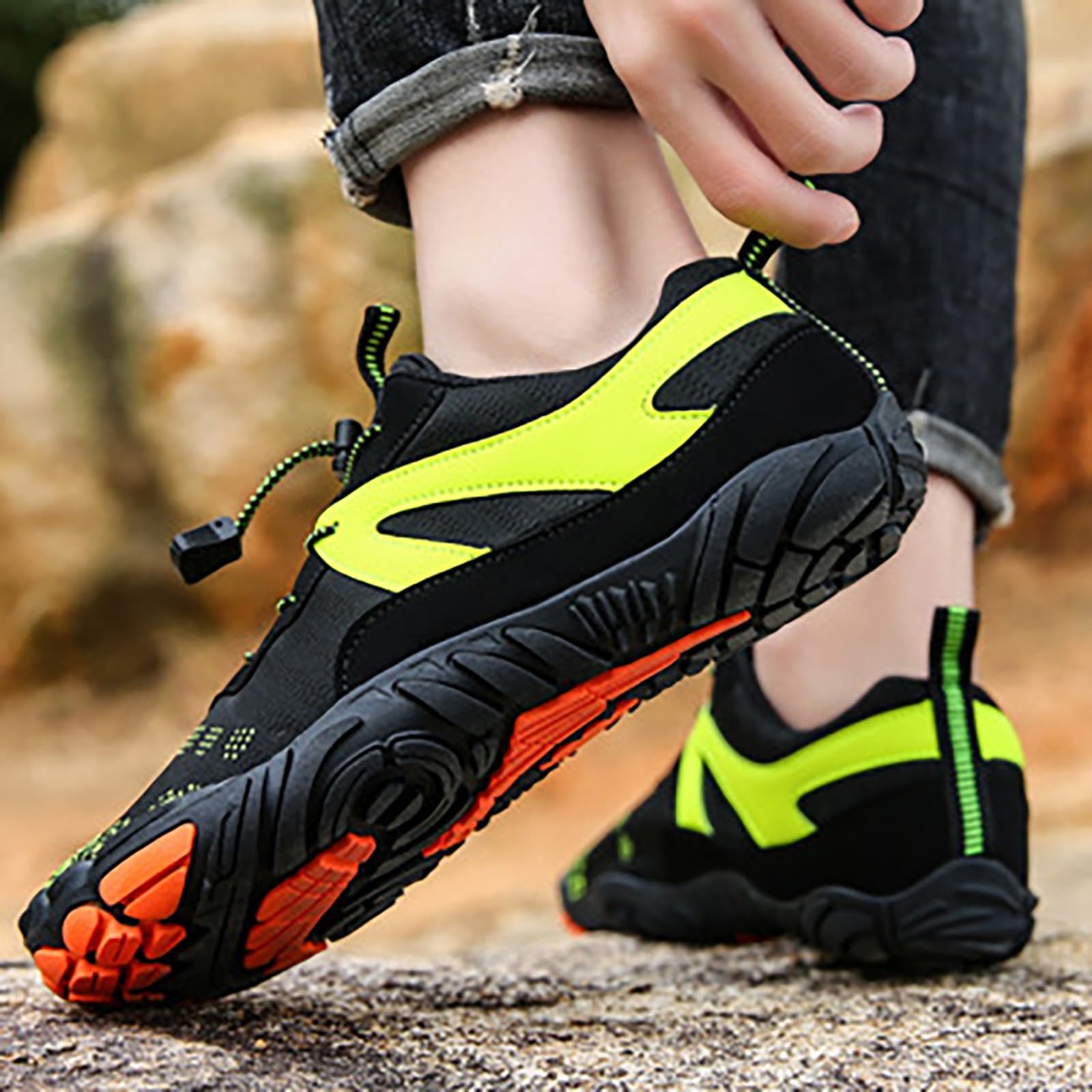 Générique Wasserschuhe mit runder und flacher Spitze aus Netzstoff, große Größe, für Paare, Fitness und Wassersport, Wandern, Wandern, Laufen, Herren