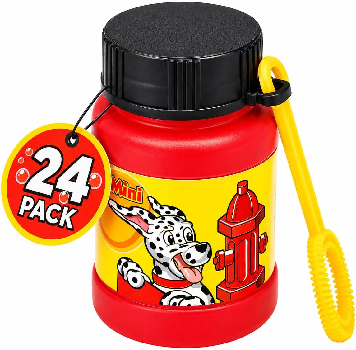 4Eโs Novelty 24 Mini Bubbles Bulk - Bubbles for Kids, Firefighter Party Supplies, Fire Truck Theme, Dog Paw Themed Party Favors, Birthday Goodie Bags Stuffers