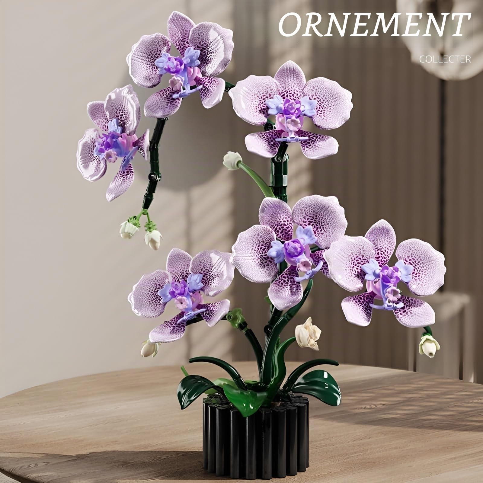 Kit de blocs de construction de fleurs d'orchidée violette, 619 pièces, modèle de la collection botanique pour décoration d'intérieur, ensemble de briques florales artificielles, excellent cadeau pour
