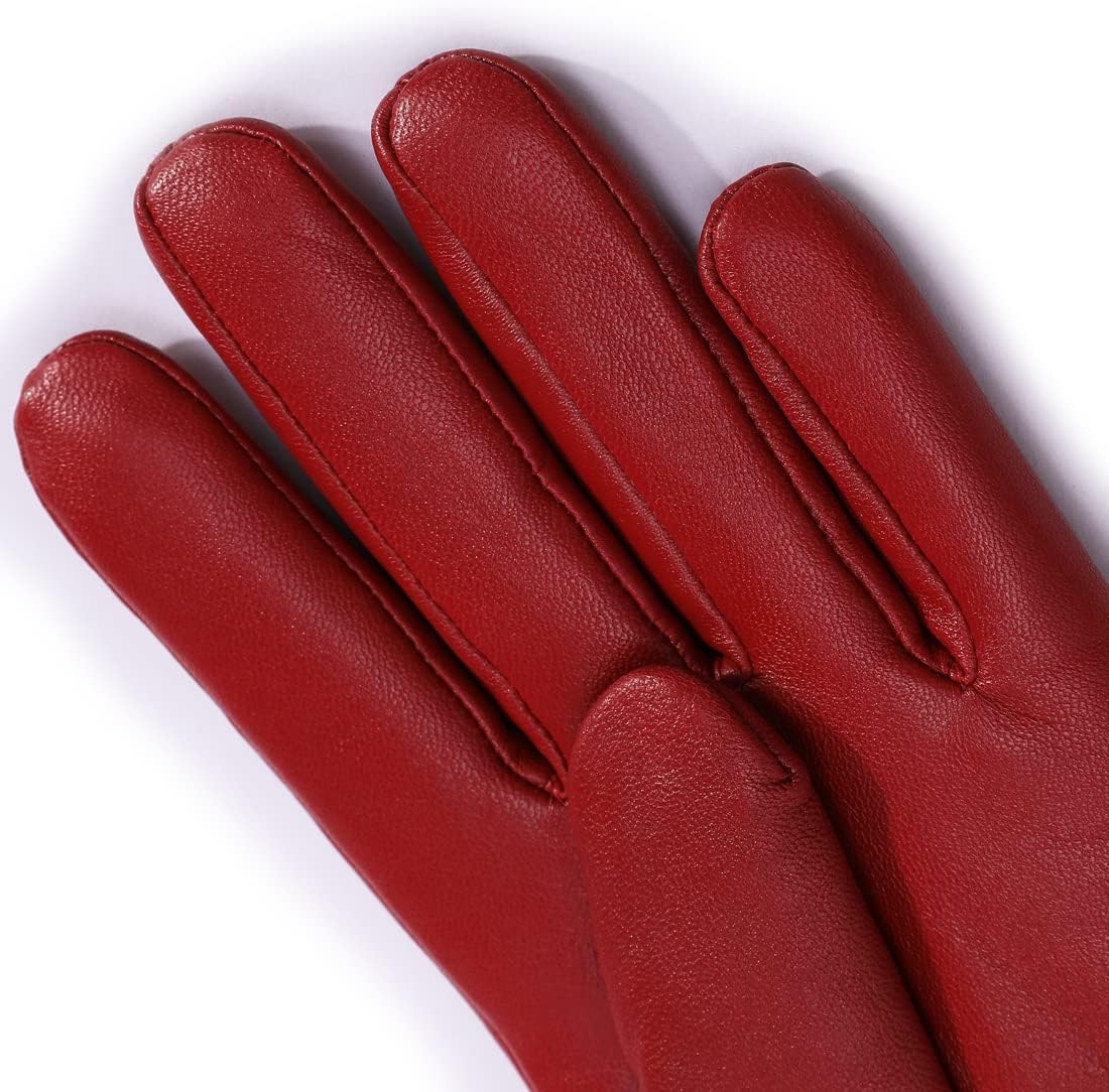 Harssidanzar Leather Gloves for Women,Winter Rabbit Fur Lined Soft Genuine Leather Gloves KL027US - Image 7