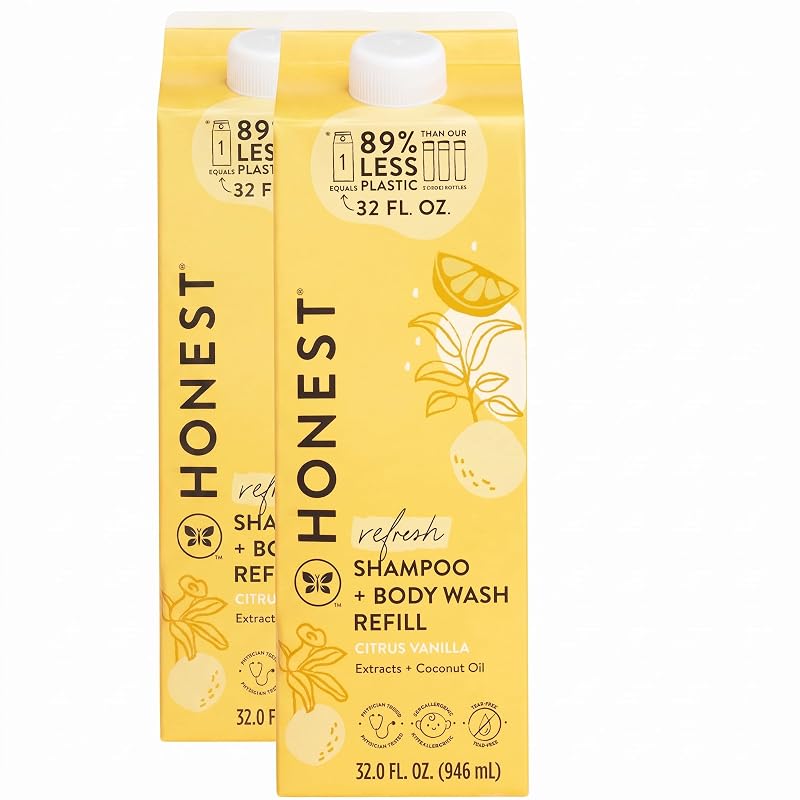 The Honest Company Shampoo e Sabonete Líquido Corporal 2 em 1, Refil em Cartão Citrus Vanilla, Pacote com 2