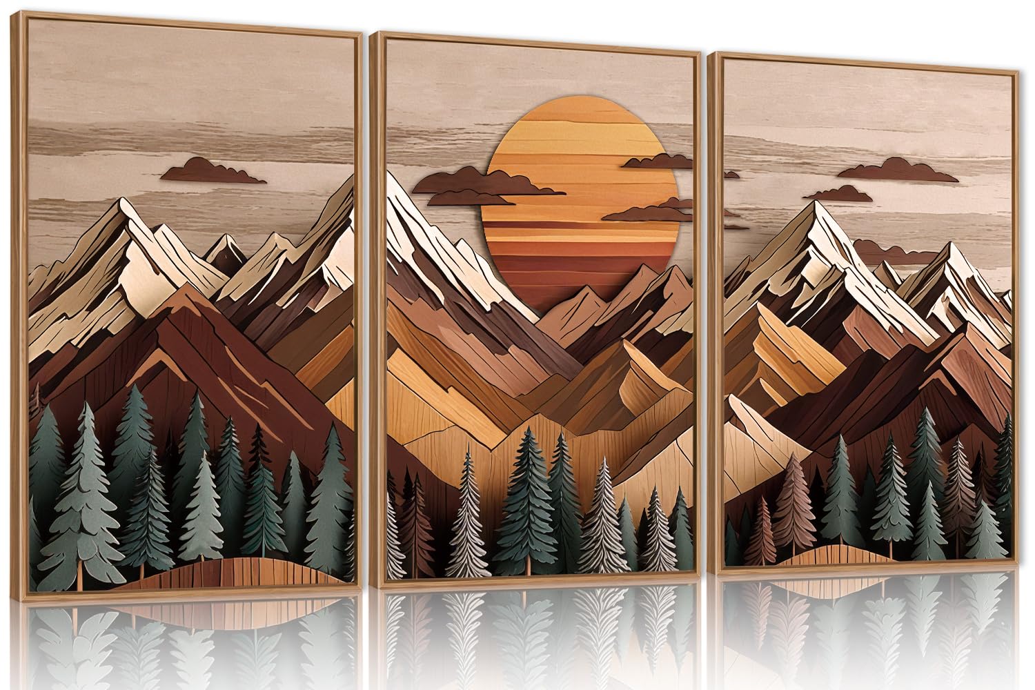 Amazon.com: KAIRNE Mountain Framed Canvas Wall Art Set, Mountain