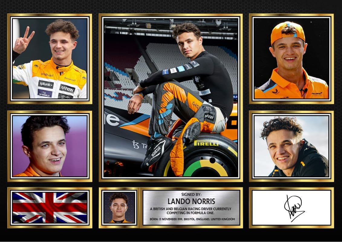 Poster Autografato Lando Norris McLaren F1 - Stampa A4 Per Tifosi Formula 1, Regalo Perfetto