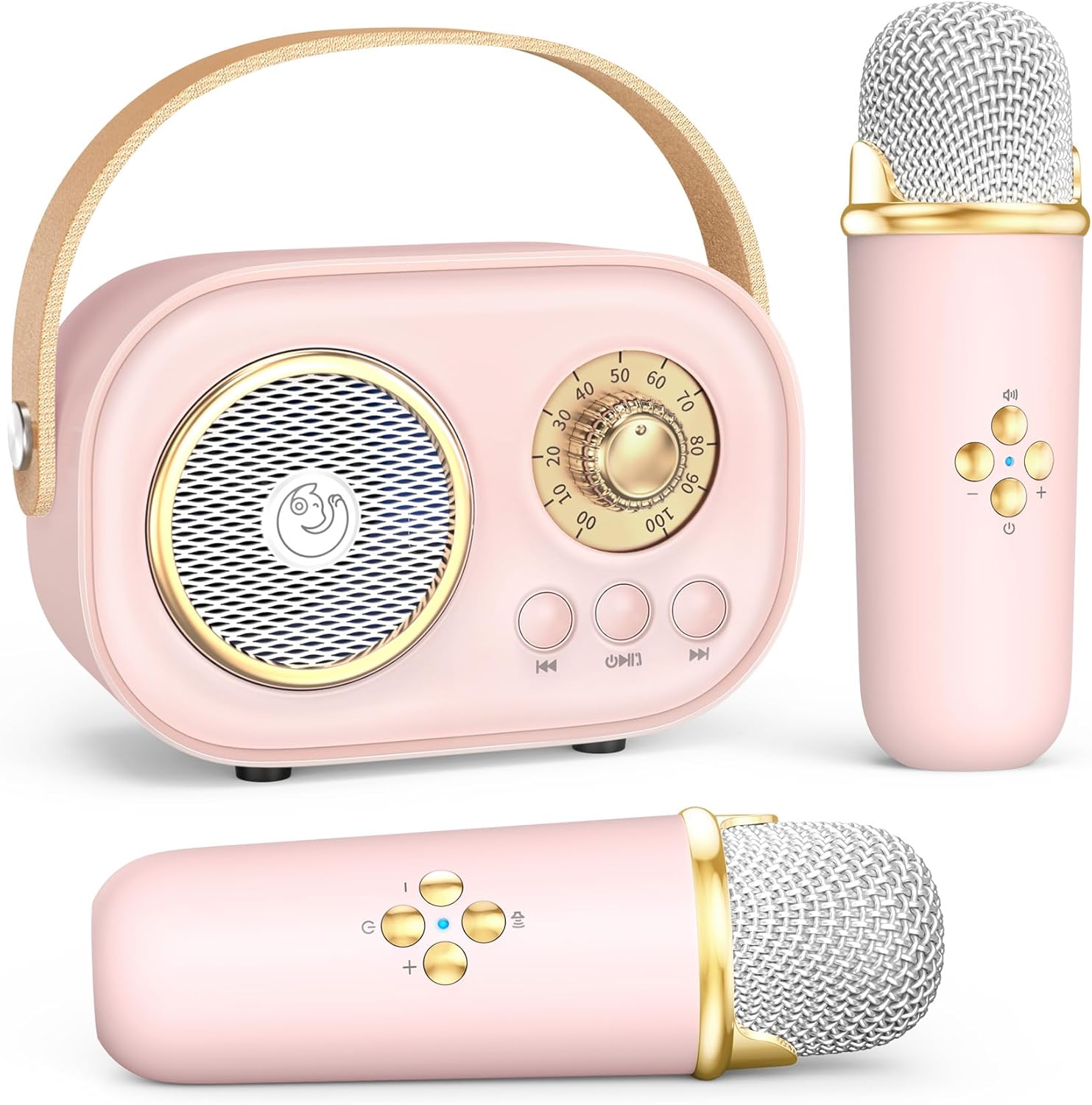 Mini Karaoke Machine with 2 Wireless Microphones,Portable Bluetooth Karaoke Machine for Kids Toys Gifts Boys Girls 3 4 5 6 7 8 9 10 11 12+ Years Old Home Party Birthday Karaoke Fun Set (Pink)