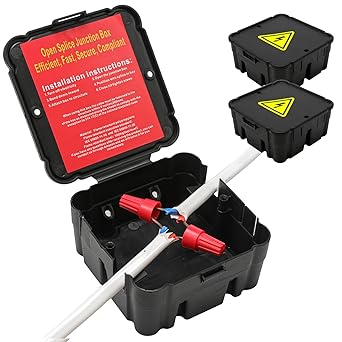 Open Splice Junction Box (2 Pack), One-Piece Junction Box Splice Box. Repair Open Splices, 5 Second Installation Splice Box, Electrical Junction Box, Wire Junction Box