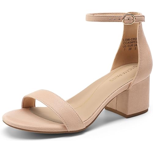 DREAM PAIRS Women's Comfort Low Block Heel Sandals