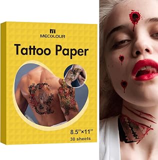 Printable Temporary Tattoo Paper for Laser/Inkjet Printer - 8.5"X11"-10 sets DIY Personalized Image Transfer Sheet for skin, Halloween, New Year