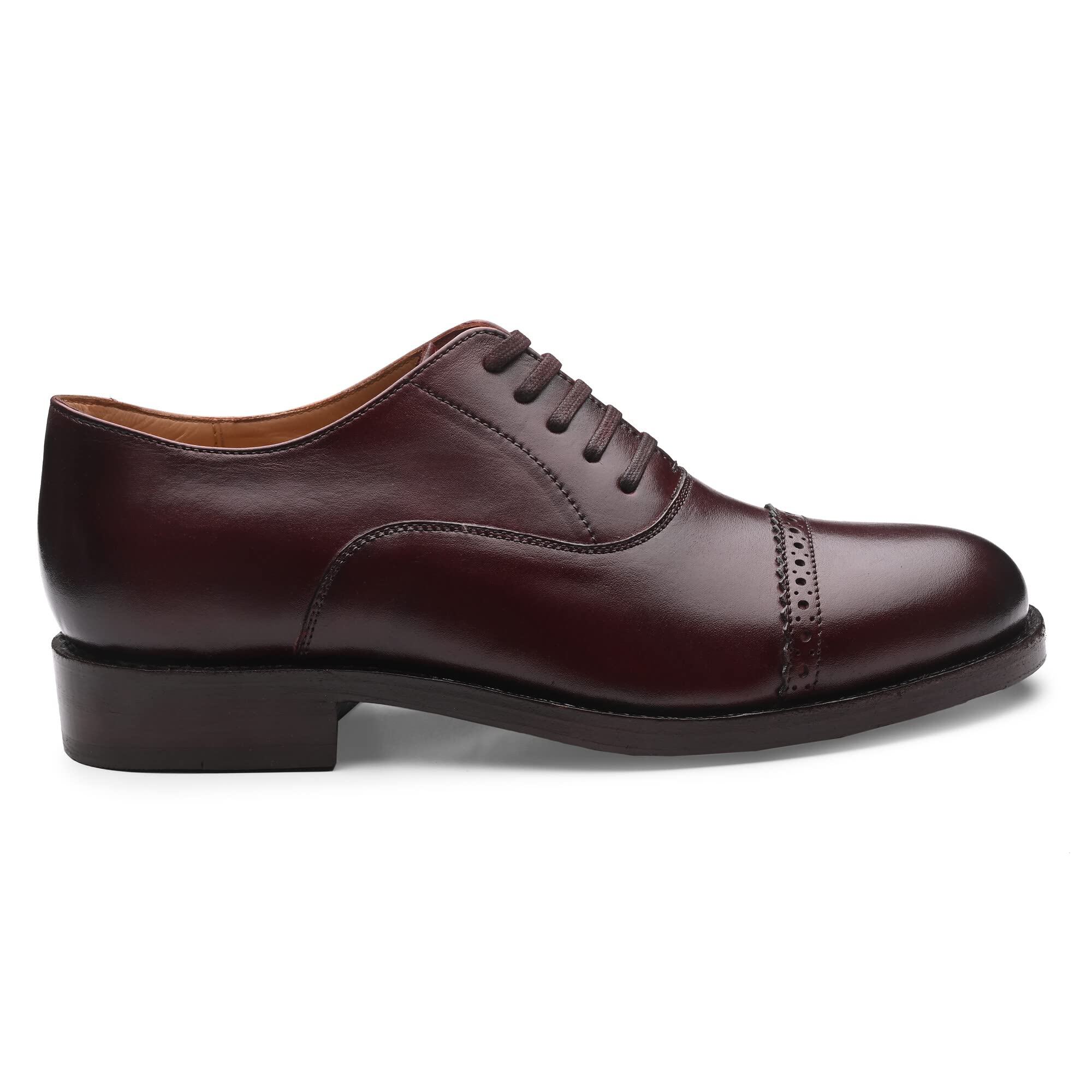 Men's Leather Quarter Brogue Cap Toe Brown Antique Italian Leather Dress Shoes Goodyear Welted Shoes for Men and Boys-image-46