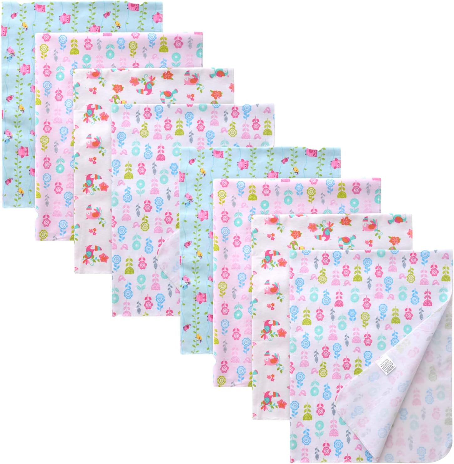 Cotton Flannel Receiving Blankets Baby 8 Pcs, Baby Swaddle Blankets, Infant Flannel Blanket 30 X 30 Inch for Boy Girl (Style2)
