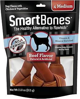SmartBones Medium Chews With Real Beef 4 Count, Rawhide-Free Chews For Dogs