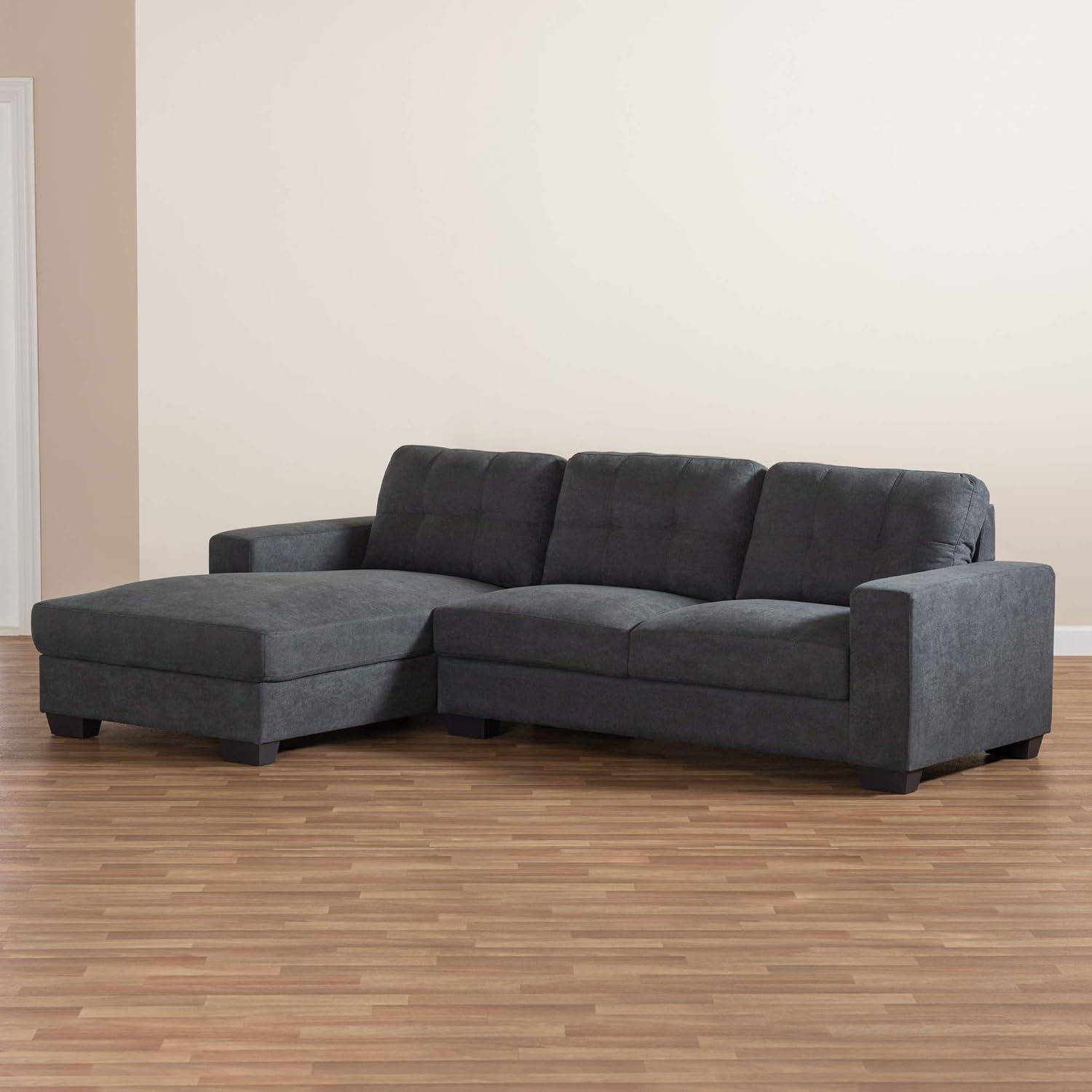 Baxton Studio Sectional, Dark Grey