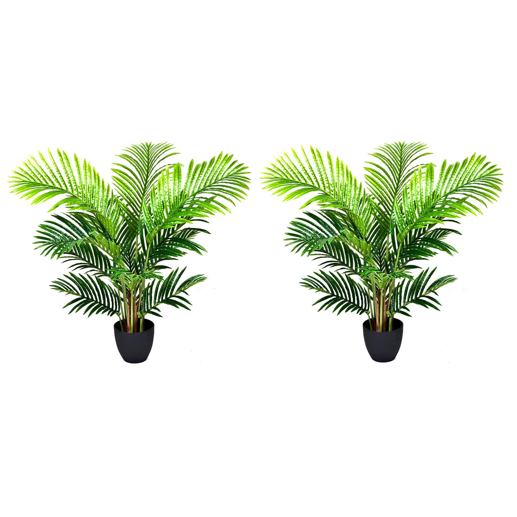 GreenBrokers Pack of 2 Artificial Real Touch Areca Palm Tree in Pot 3ft/94cm, 2 Phoenix Plant, 94cm