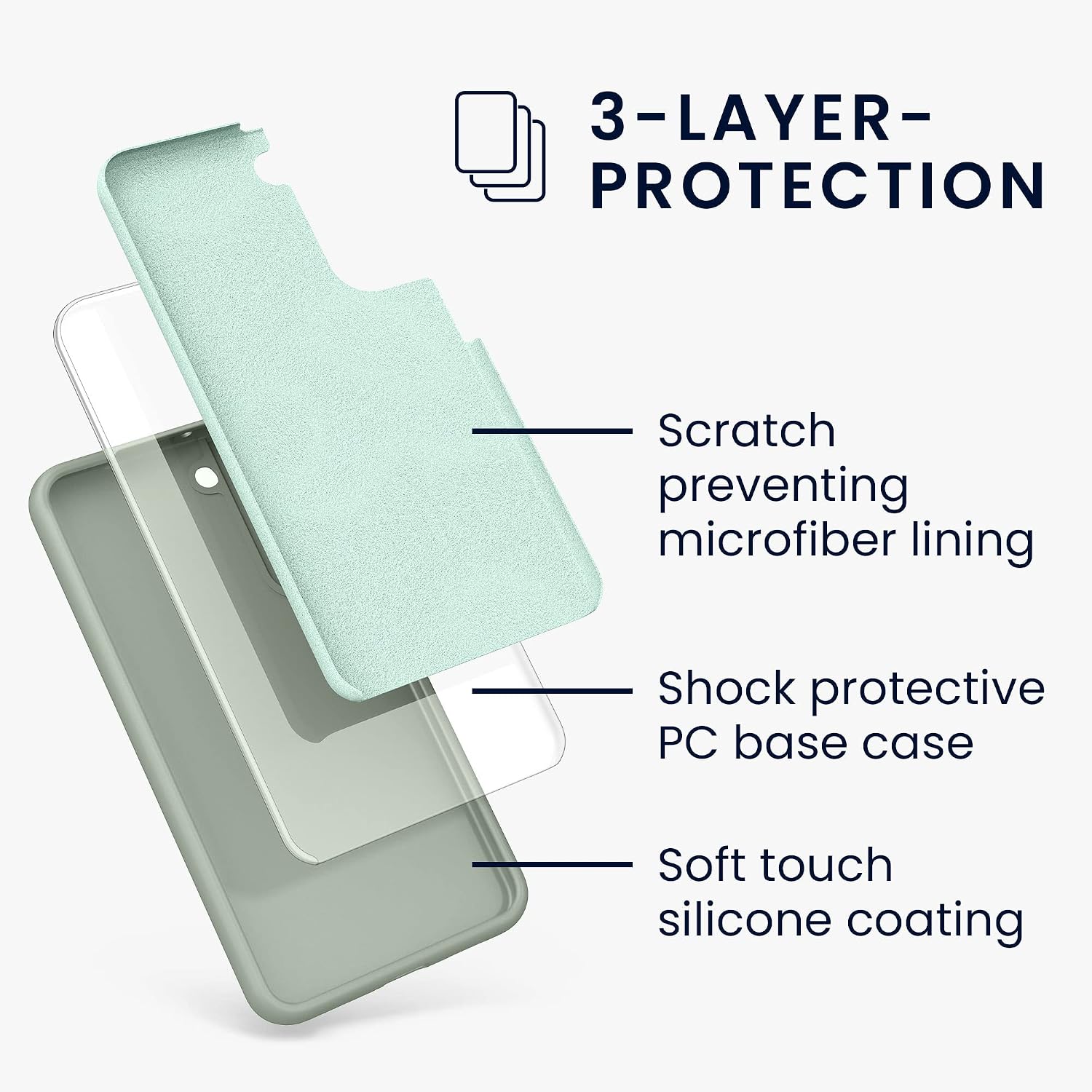 kwmobile Case Compatible with Samsung Galaxy S22 Plus Case - TPU Silicone Phone Cover with Soft Finish - Gray Green