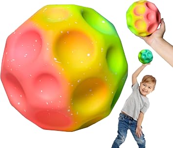 Big Bouncy Moon Balls, Colorful Big Super Bouncy Astro Balls, Extreme High Bouncing Balls for Kids,Fun Kids Lightweight Foam Jump Balls for Outside, Improve Hand Eye Coordination Ability