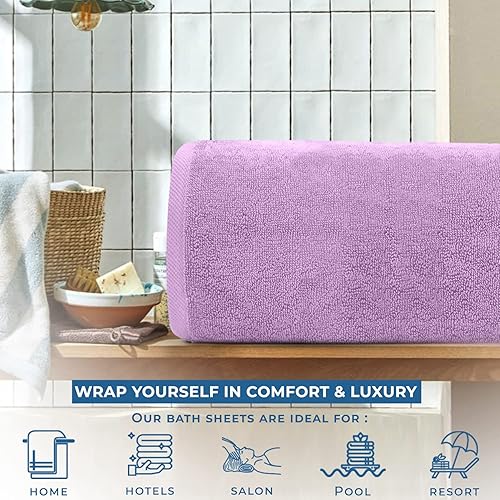 Miniatura 5 de DAN RIVER Toalla de baño extragrande 100% algodón de 40 x 80 pulgadas, paquete de 1 toalla de baño extragrande de 21.16 ozm, secado rápido, para