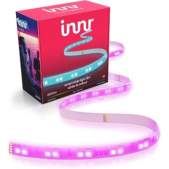 innr Smart LED Strip 3 m White & Colour for Hue* and Zigbee Hubs LED strip for living room and bedroom indirect lighting 16 million colours extra bright 2200 lm deep dimmable