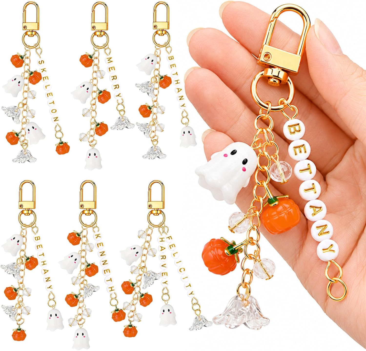 Kenning 581pcs Halloween Ghost Charms Keychain Making Kit DIY