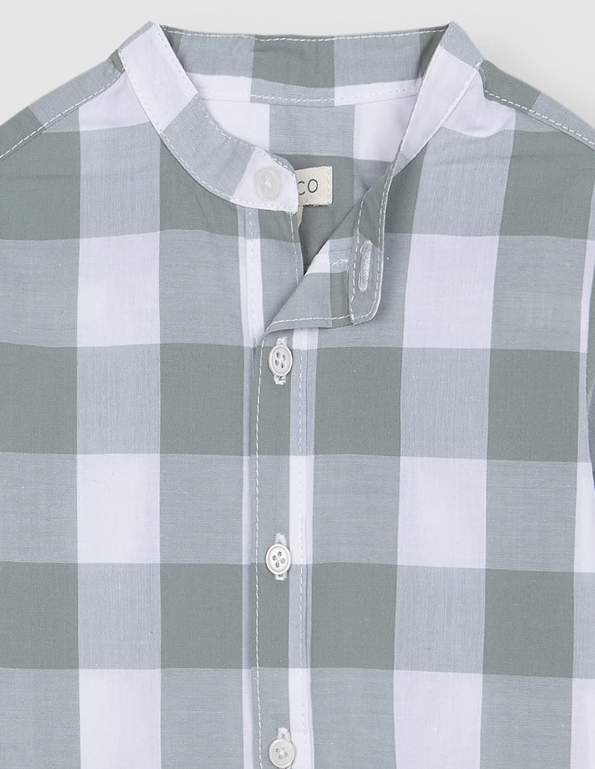 Gocco Camisa Cuello Mao Cuadro Vichy Verde Unisex bebé