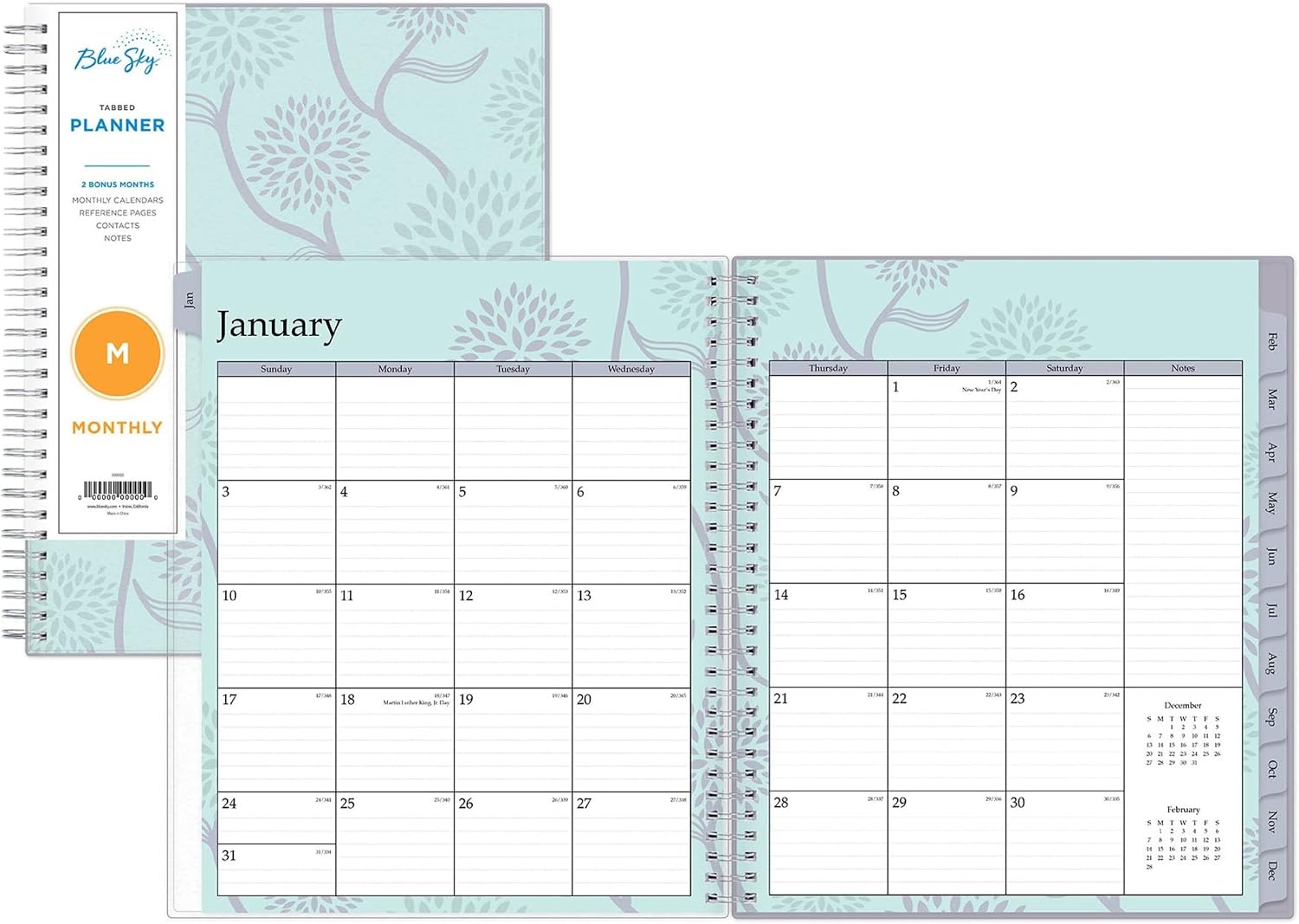Blue Sky 2022 Monthly Planner, January 2022 - December 2022, 8" x 10", Frosted Flexible Cover, Wirebound, Rue Du Flore (101605-22)