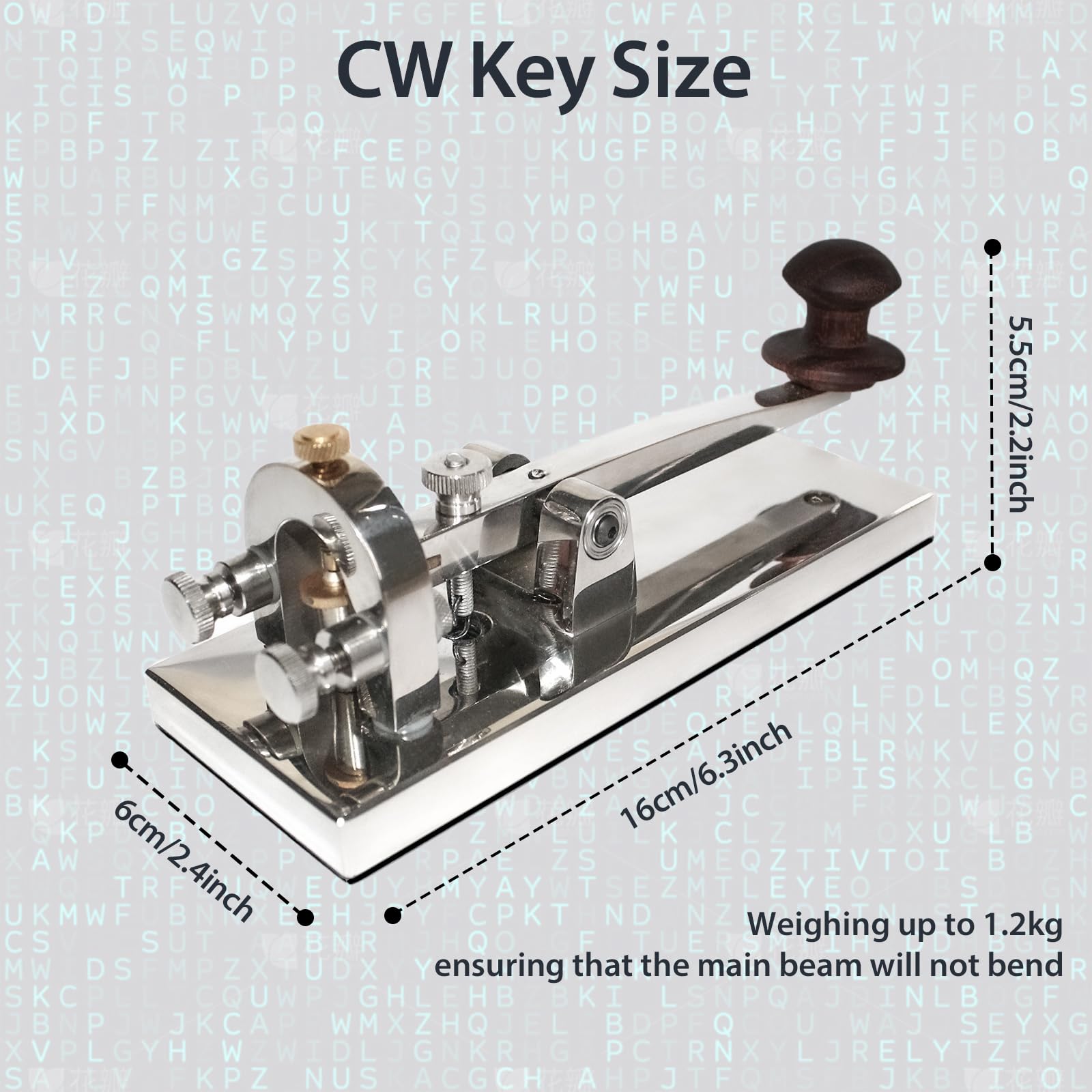 CW Telegraph Key - Chiave classica resistente con codice Morse, radio Ham Send Telegram Morse Code Key Practice Oscillator Chiave diritta con controllo del volume
