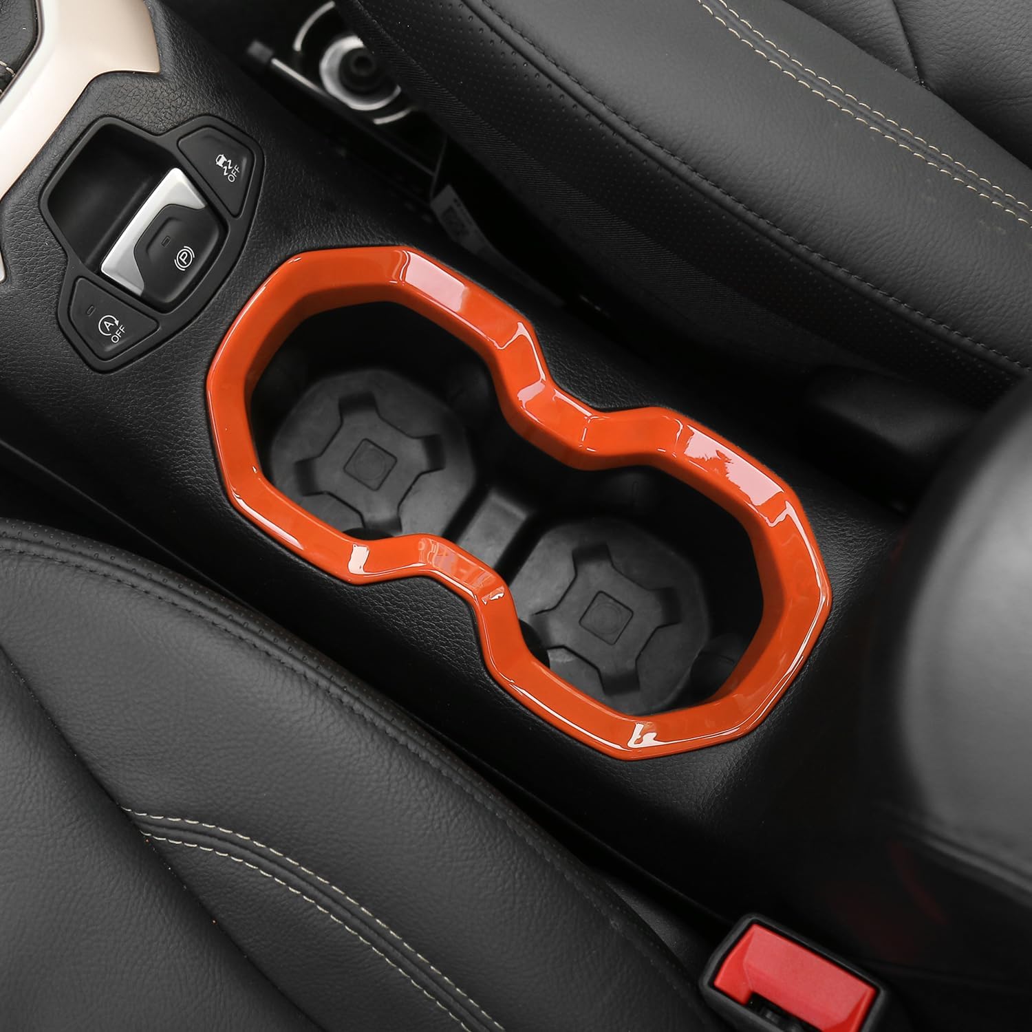 for Renegade Cup Holder Trim Cover Orange Compatible with Jeep Renegade 2016-2023 Orange Interior Accessories