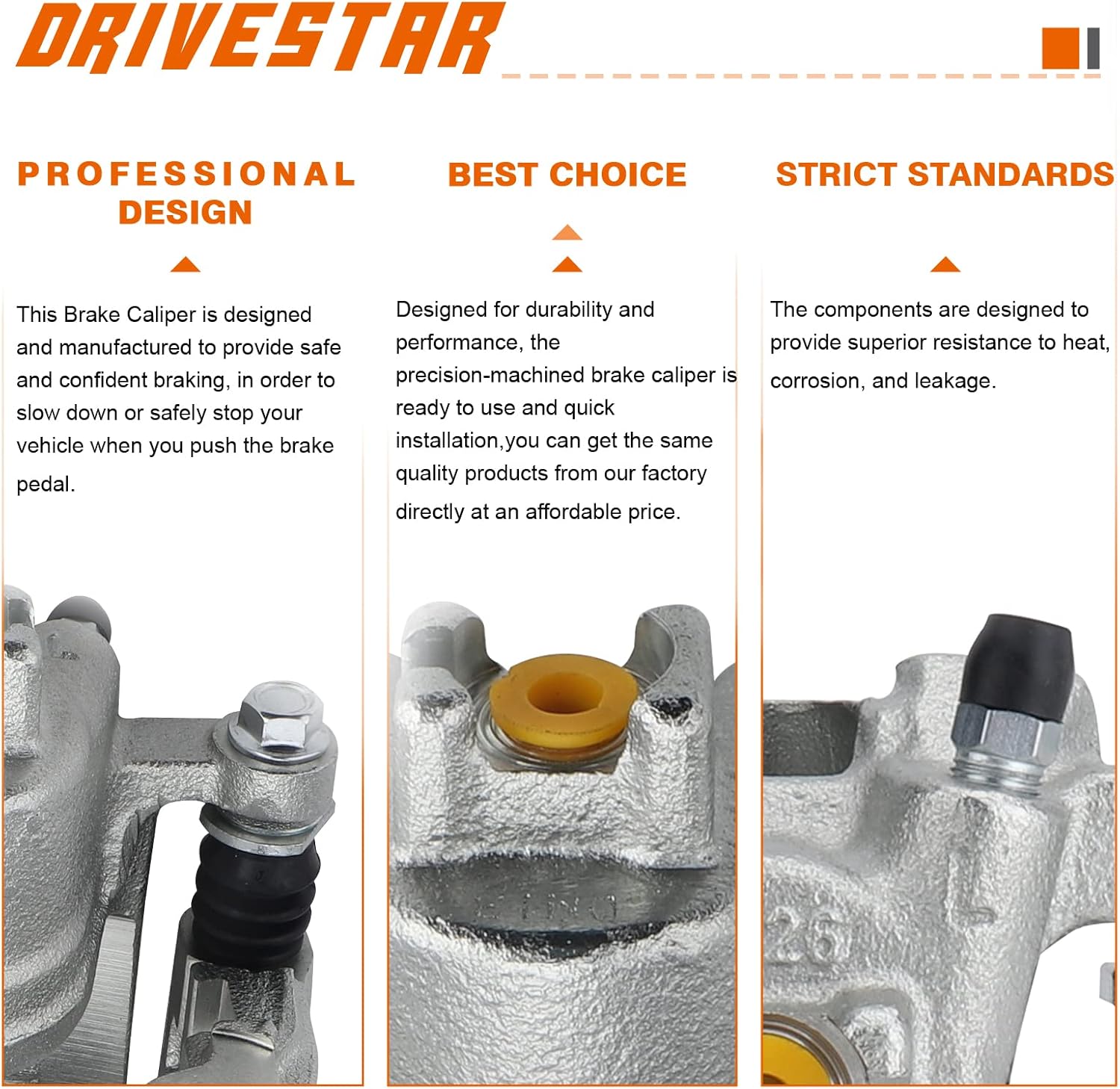 DRIVESTAR 19B2675 Left Rear Brake Caliper for 2003-2008 Honda Pilot, 2001-2006 Acura MDX, New Disc Brake Caliper