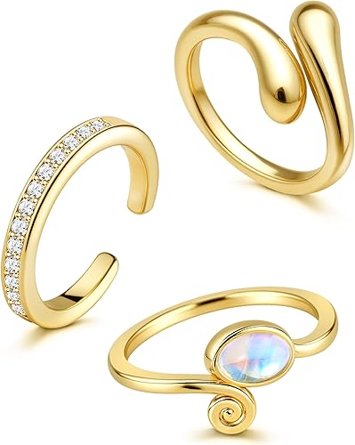 YADOCA 3 stuks 925 sterling zilveren teenringenset voor dames en meisjes, hypoallergeen, verstelbare teenring, zirkonia, open ringen, teenringen, minimalistisch strandvoetsieraad, Sterling zilver YADOCA 3 stuks 925 sterling zilveren teenringenset voor dames en meisjes, hypoallergeen, verstelbare teenring, zirkonia, open ringen, teenringen, minimalistisch strandvoetsieraad, Sterling zilver