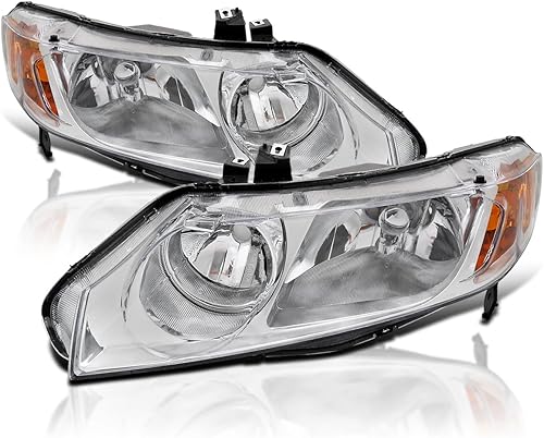 Spec-D Tuning Faros delanteros cromados compatibles con Honda Civic 4Dr Sedan 2006-2011