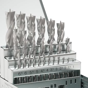 25Pcs 1mm - 13mm Metric Brad Point Wood Drill Bit Set