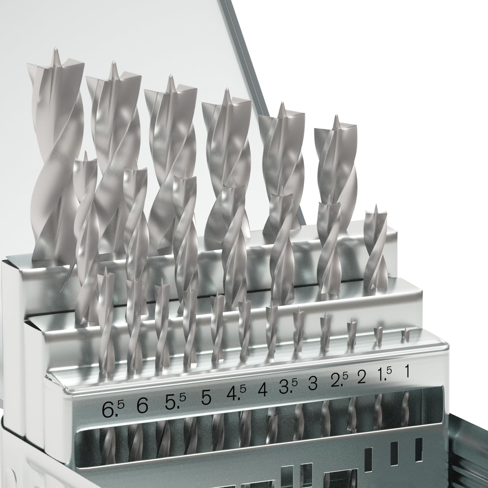 Metric Brad Point Wood Drill Bit Set, 25Pcs High Speed Steel Drill Bit Set with Double Flutes Design for Carpenter Woodworking and All Types of Wood (