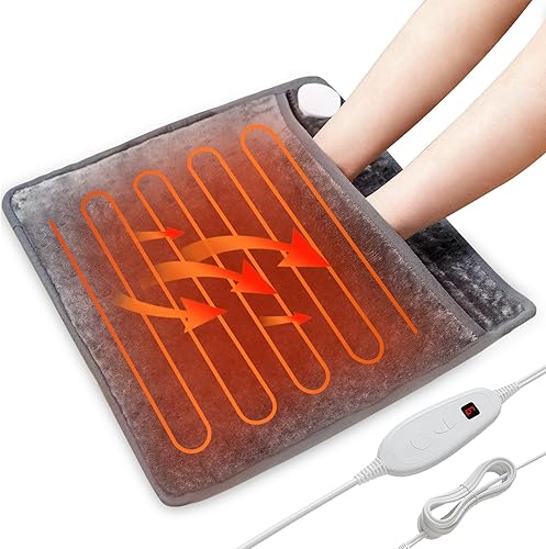DAILYLIFE Calentadores de pies con calefacción, almohadilla térmica eléctrica de 20 x 24 pulgadas para pies con 6 ajustes de calor, protección