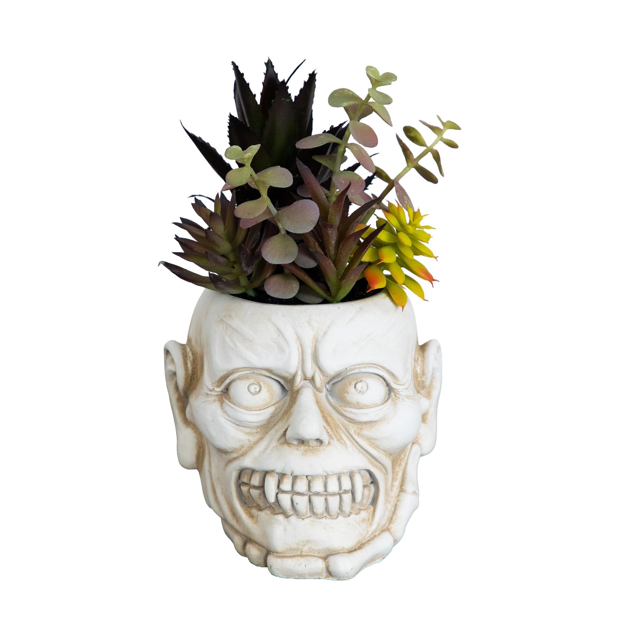 Nearly Natural 8in. Artificial Halloween Succulent, Zombie Planter