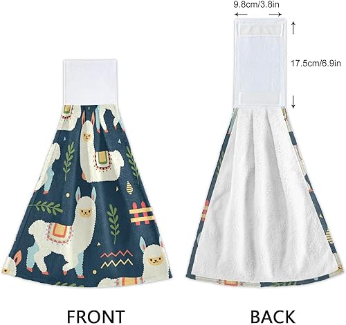 Miniatura 4 de Juego de 2 toallas de mano de alpaca de llama, suaves, absorbentes, decorativas, para baño, secado rápido, toalla de microfibra para baño, granja,