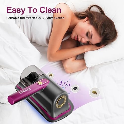 Miniatura 4 de Limpiador de vacío de cama, 6600 mAh, inalámbrico, de mano, UV, para colchón, máquina limpiadora ligera de dos velocidades para cama, sofás, almohada