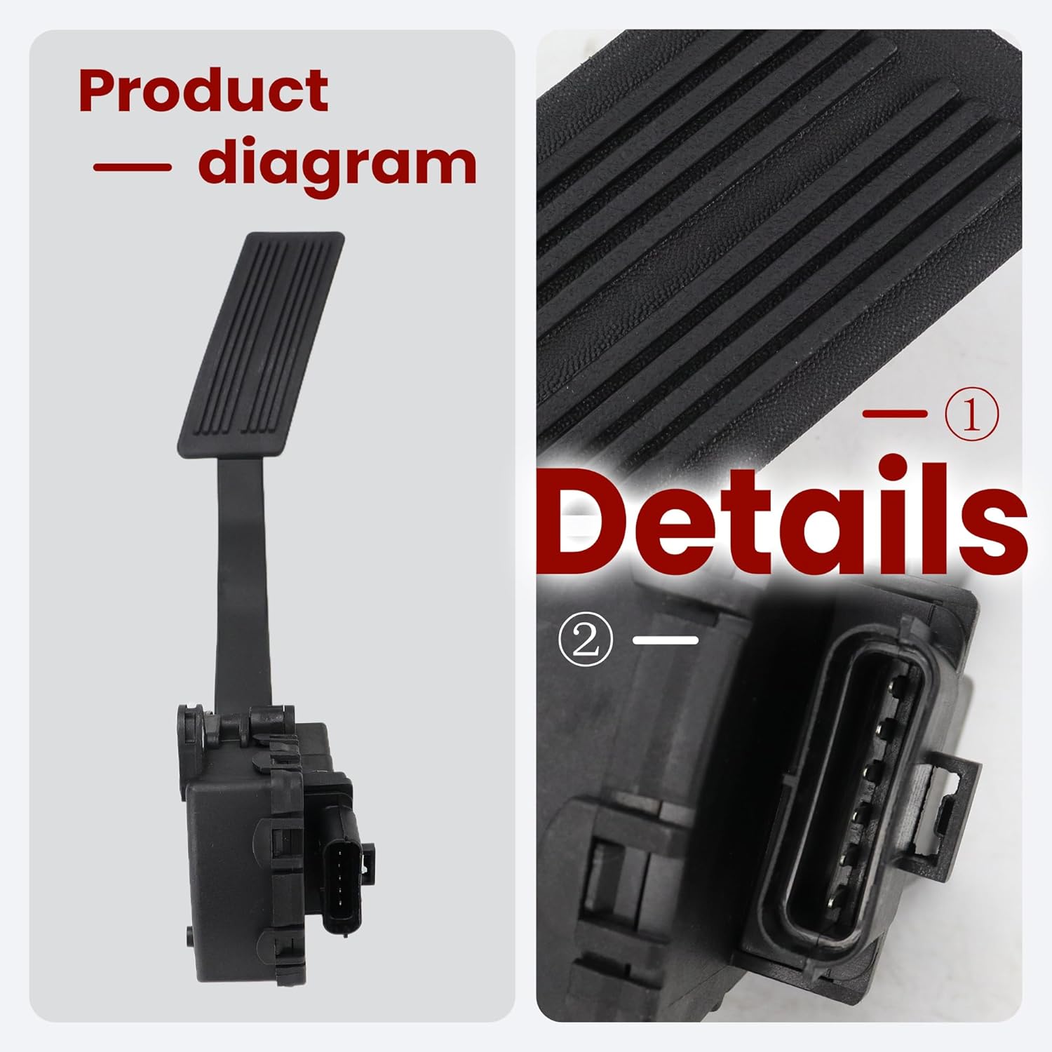 Accelerator Gas Pedal Position Sensor Assembly Throttle Pedal Compatible with Dodge Ram 1500 3.7L 4.7L 5.7L 8.3L 2500 4.7L 5.7L 3500 5.7L 2005 2006 53032753AC