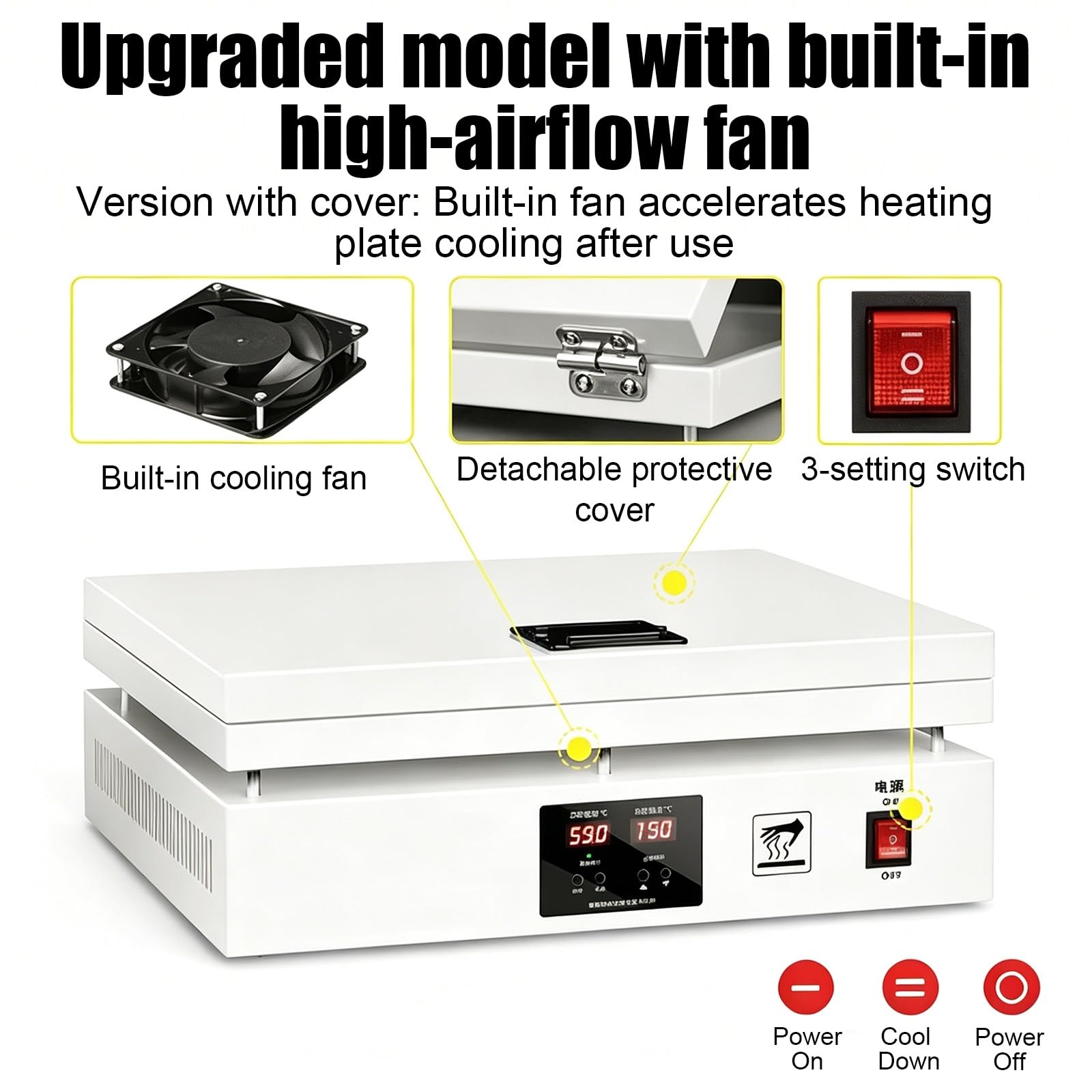 Máquina de sellado térmico de 1200 W, máquina de embalaje de celofán, envoltura manual con borde envuelto aislado y cubierta antipolvo, rollo de envoltura retráctil for embalaje | Máquina de sellado térmico de 1200 W(Blue)